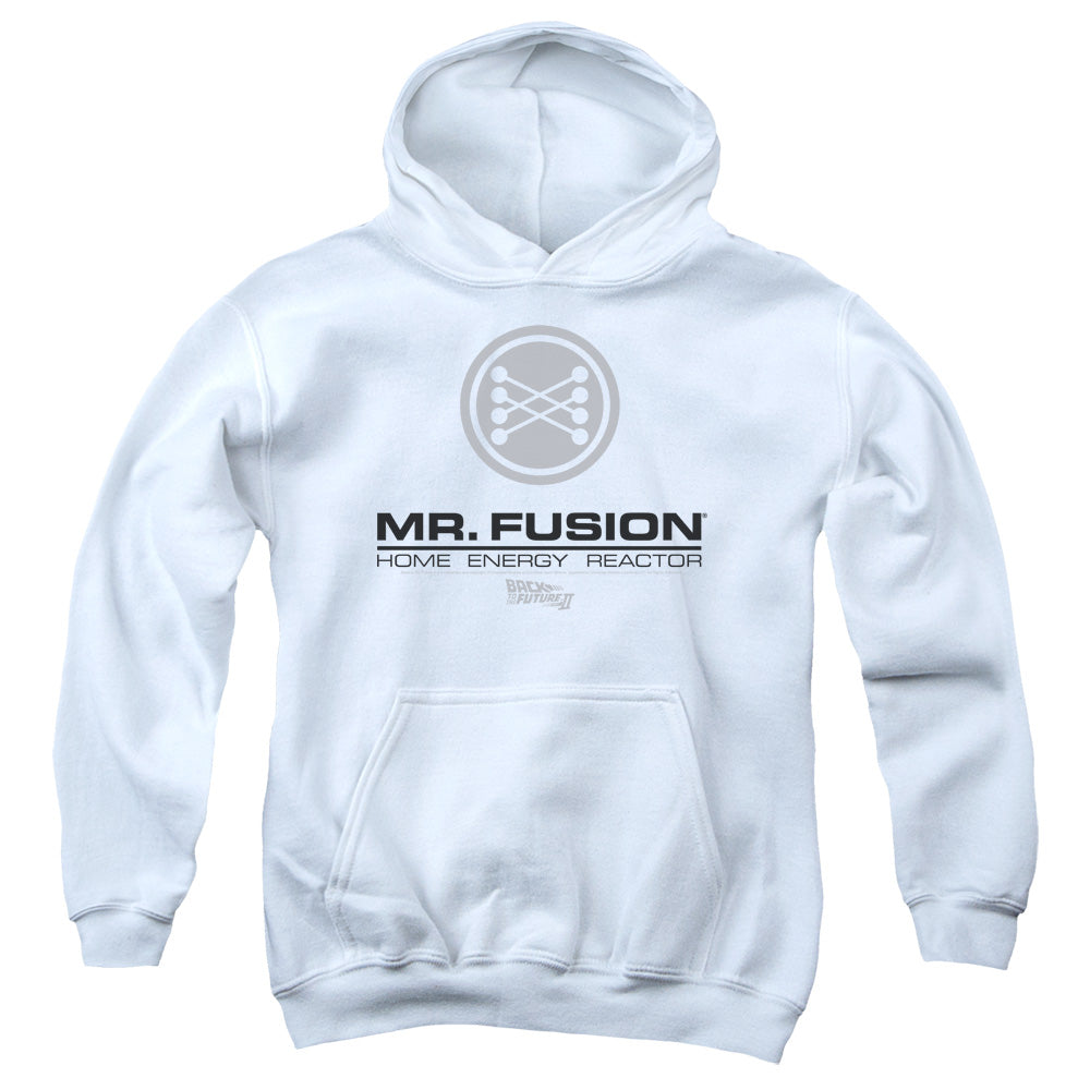 Back To The Future II Mr. Fusion Logo Kids Youth Hoodie White