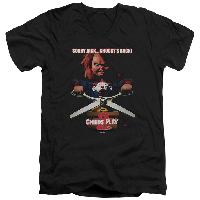 Childs Play 2 Chuckys Back Mens Slim Fit V-Neck T Shirt Black