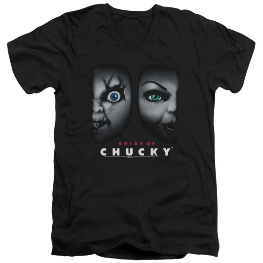 Bride Of Chucky Happy Couple Mens Slim Fit V-Neck T Shirt Black
