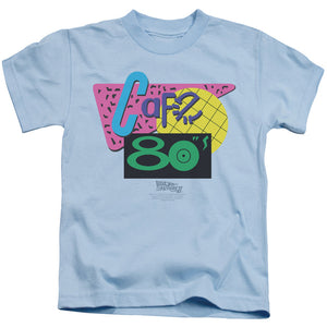 Back To The Future II Cafe 80s Juvenile Kids Youth T Shirt Light Blue