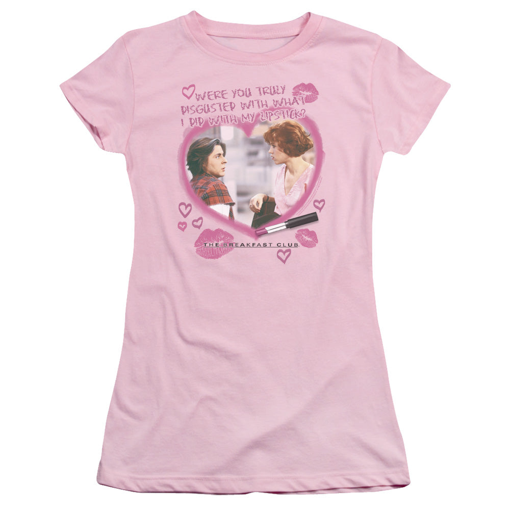 Breakfast Club Lipstick Junior Sheer Cap Sleeve Womens T Shirt Pink