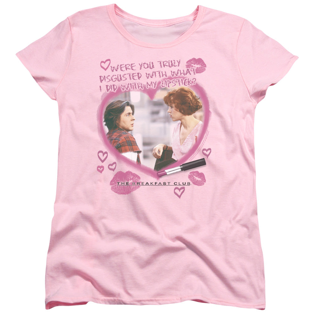 Breakfast Club Lipstick Womens T Shirt Pink