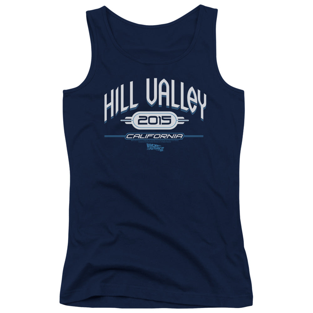 Back To The Future II Hill Valley 2015 Womens Tank Top Shirt Navy Blue