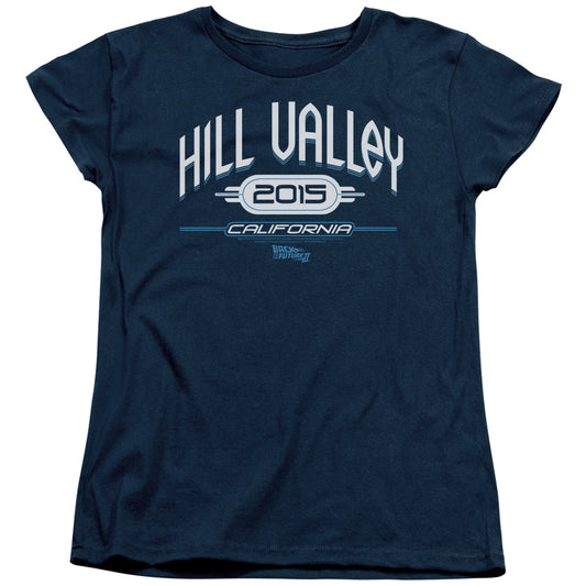 Back To The Future II Hill Valley 2015 Womens T Shirt Navy Blue