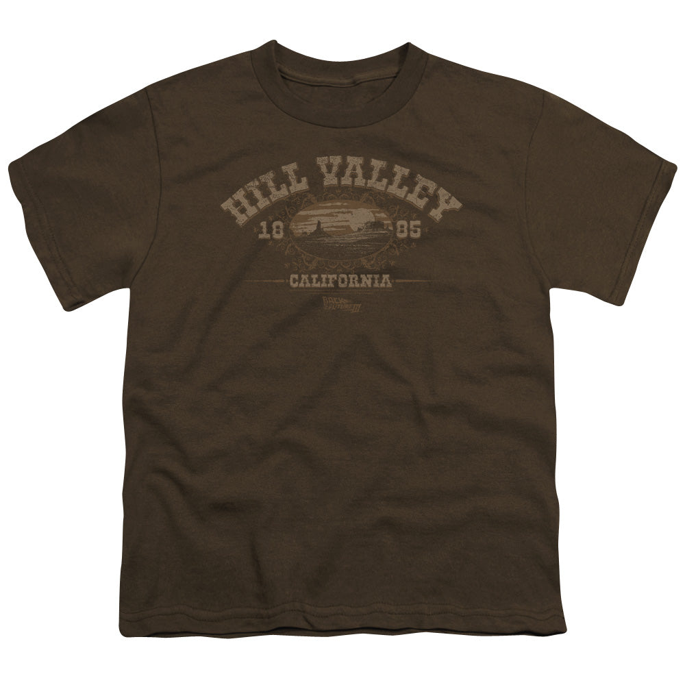 Back To The Future III Hill Valley 1885 Kids Youth T Shirt Coffee