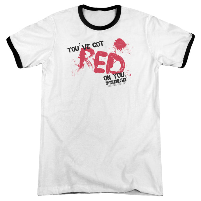 Shaun Of The Dead Red On You Heather Ringer Mens T Shirt White