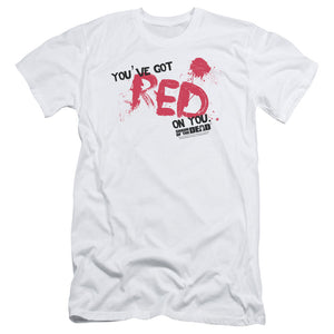 Shaun Of The Dead Red On You Slim Fit Mens T Shirt White