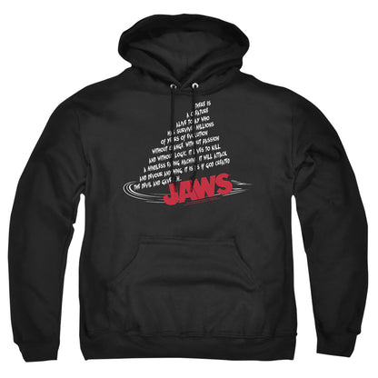 Jaws Dorsal Text Mens Hoodie Black
