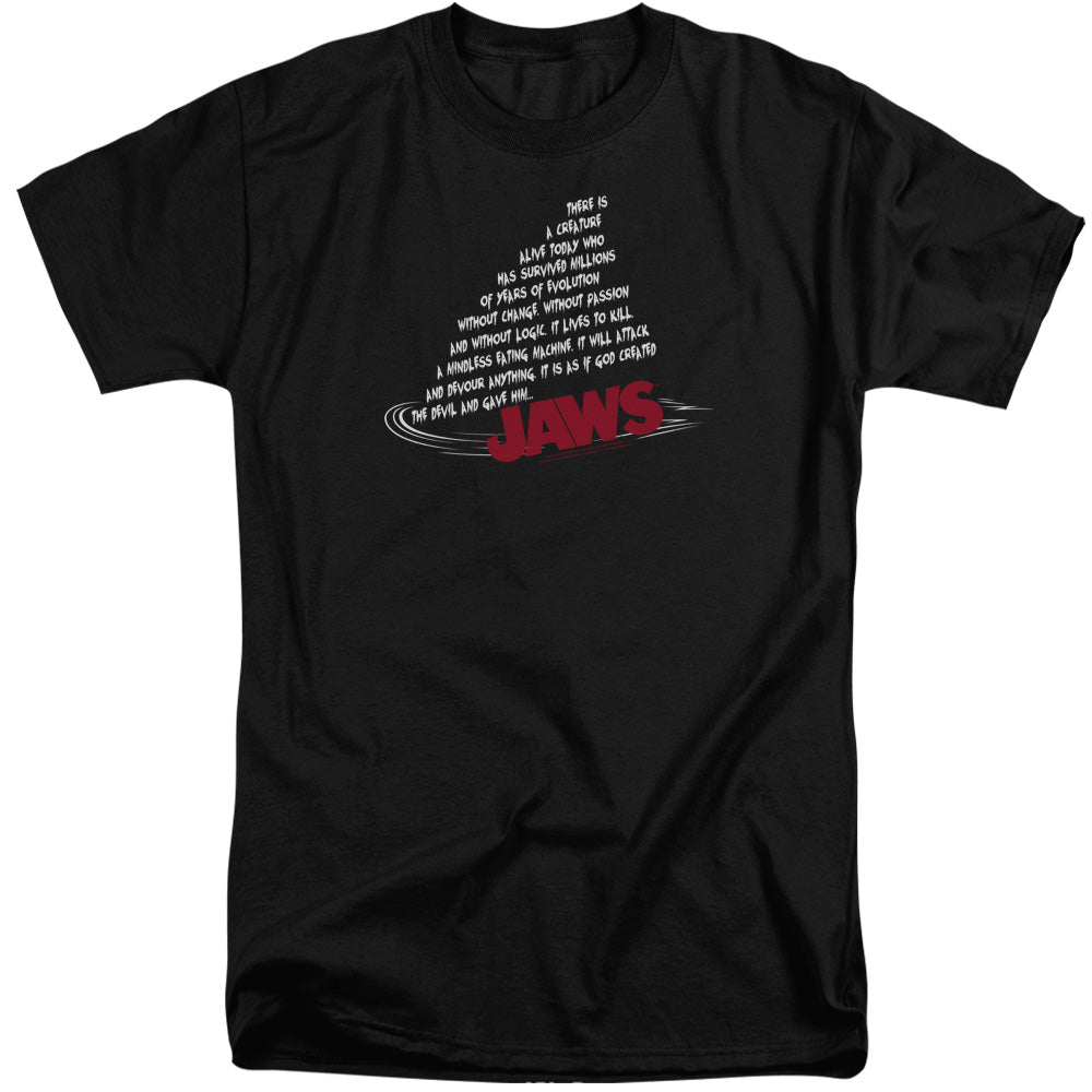 Jaws Dorsal Text Mens Tall T Shirt Black