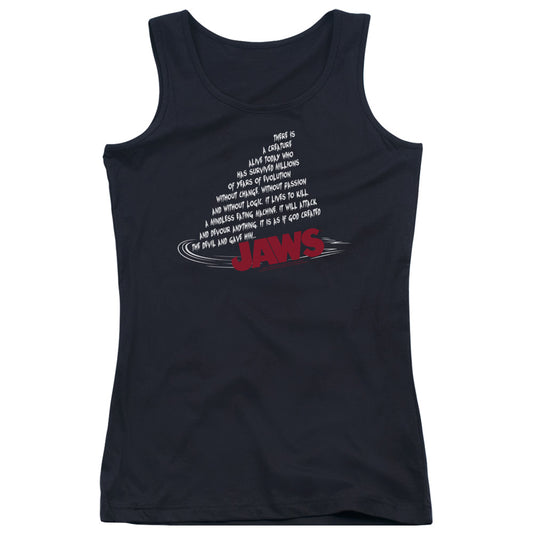 Jaws Dorsal Text Womens Tank Top Shirt Black