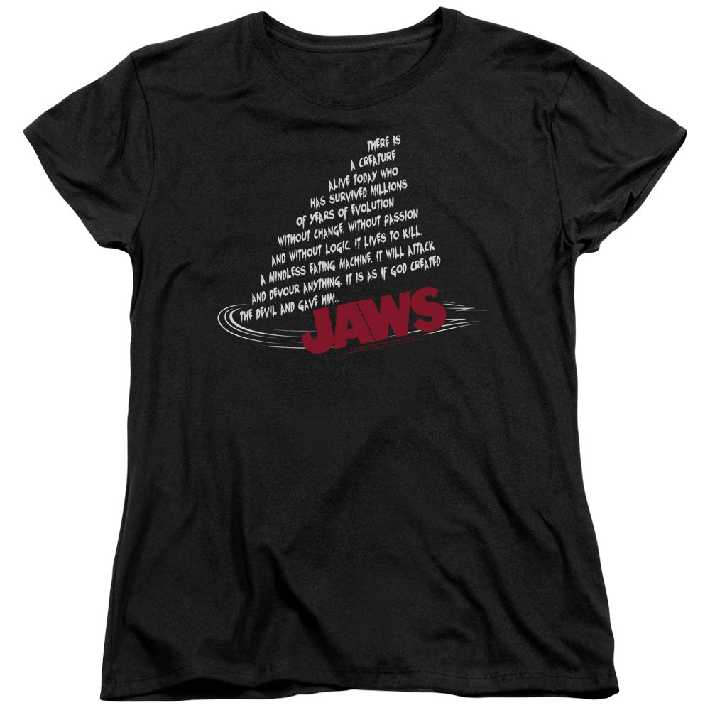 Jaws Dorsal Text Womens T Shirt Black