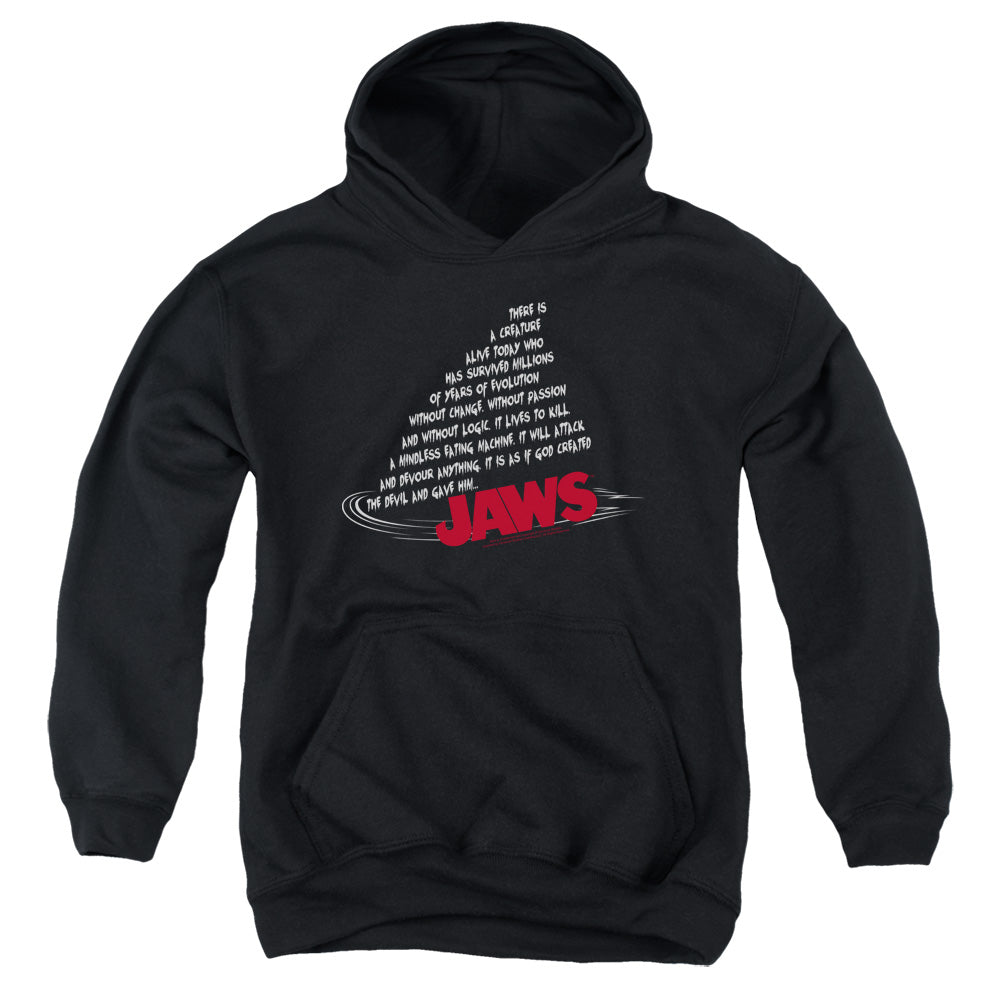 Jaws Dorsal Text Kids Youth Hoodie Black