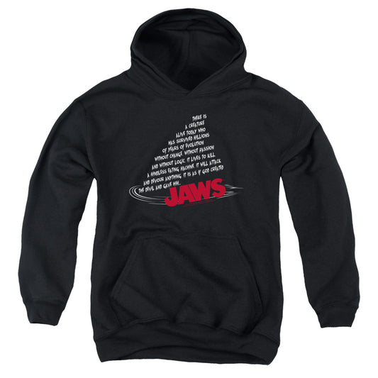 Jaws Dorsal Text Kids Youth Hoodie Black