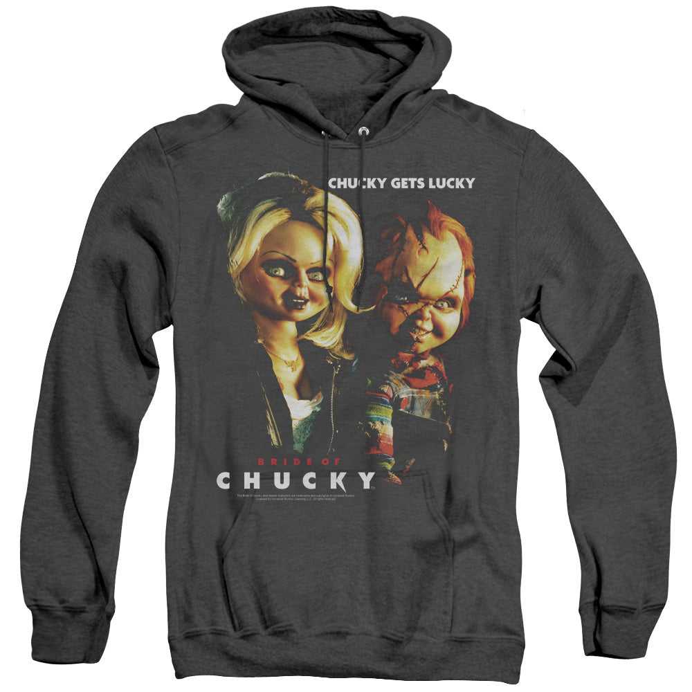 Bride Of Chucky Chucky Gets Lucky Mens Heather Hoodie Black Officially Licensed