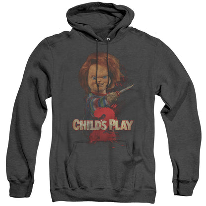 Childs Play 2 Heres Chucky Mens Heather Hoodie Black Officially Licensed