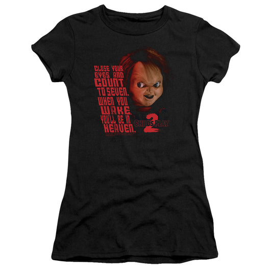 Childs Play 2 In Heaven Junior Sheer Cap Sleeve Womens T Shirt Black