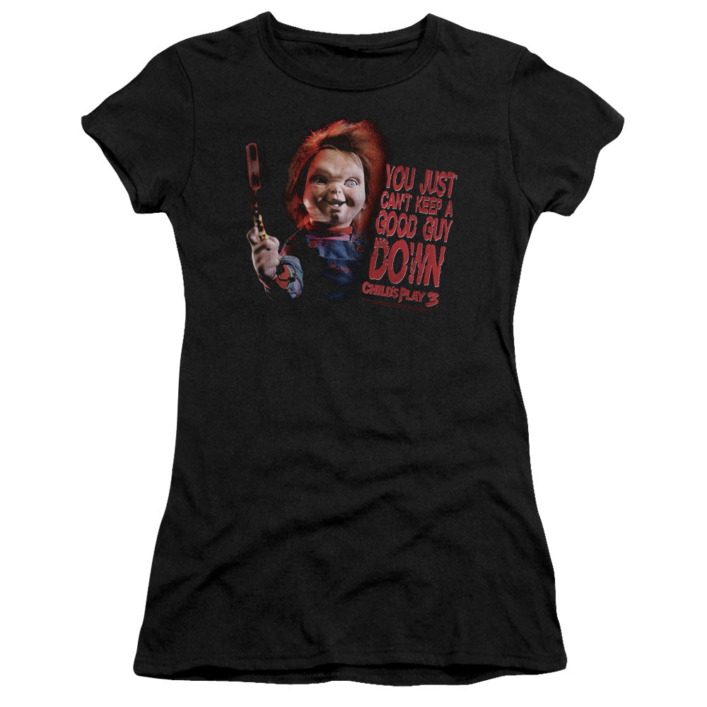 Childs Play 3 Good Guy Junior Sheer Cap Sleeve Womens T Shirt Black