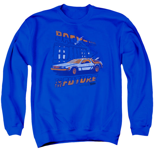 Back To The Future Lightning Strikes Mens Crewneck Sweatshirt Royal Blue