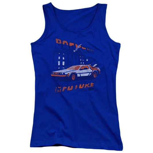 Back To The Future Lightning Strikes Womens Tank Top Shirt Royal Blue