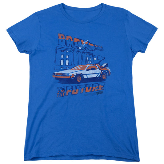 Back To The Future Lightning Strikes Womens T Shirt Royal Blue