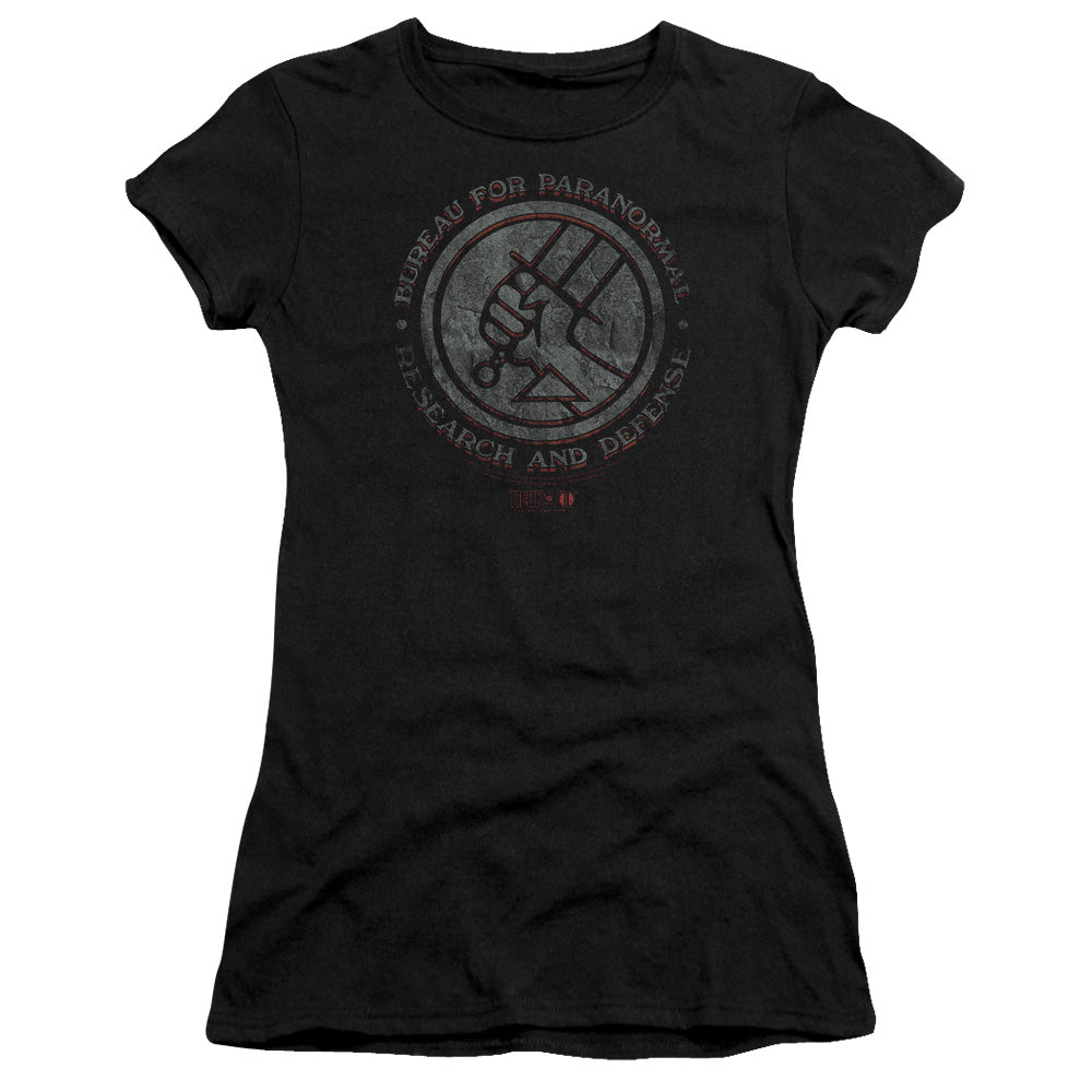 Hellboy II Bprd Stone Junior Sheer Cap Sleeve Womens T Shirt Black