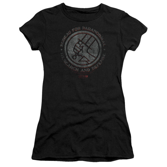 Hellboy II Bprd Stone Junior Sheer Cap Sleeve Womens T Shirt Black