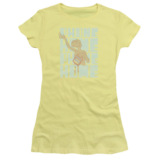 ET the Extra Terrestrial Dropped Calls Junior Sheer Cap Sleeve Womens T Shirt Yellow