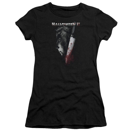 Halloween II Cold Gaze Junior Sheer Cap Sleeve Womens T Shirt Black