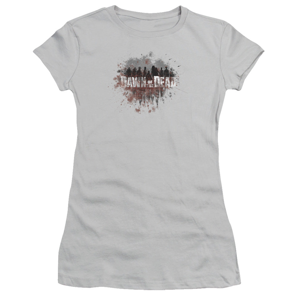 Dawn Of The Dead Creeping Shadows Junior Sheer Cap Sleeve Womens T Shirt Silver