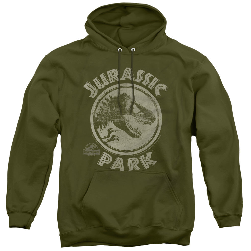 Jurassic Park JP Stamp Mens Hoodie Military Green