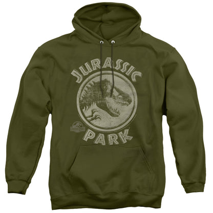 Jurassic Park JP Stamp Mens Hoodie Military Green