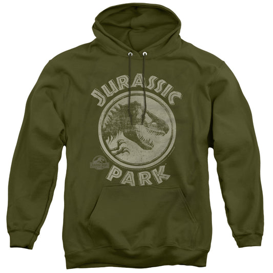 Jurassic Park JP Stamp Mens Hoodie Military Green