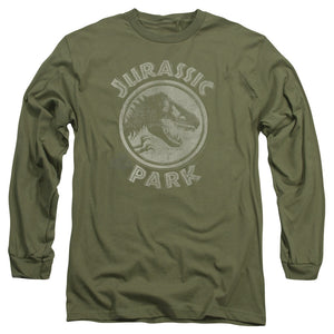 Jurassic Park JP Stamp Mens Long Sleeve Shirt Military Green
