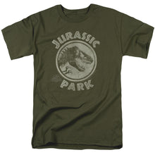 Load image into Gallery viewer, Jurassic Park JP Stamp Mens T Shirt Military Green