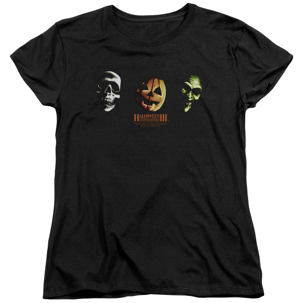 Halloween III Three Masks Womens T Shirt Black