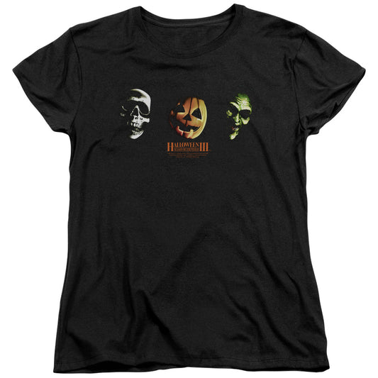 Halloween III Three Masks Womens T Shirt Black