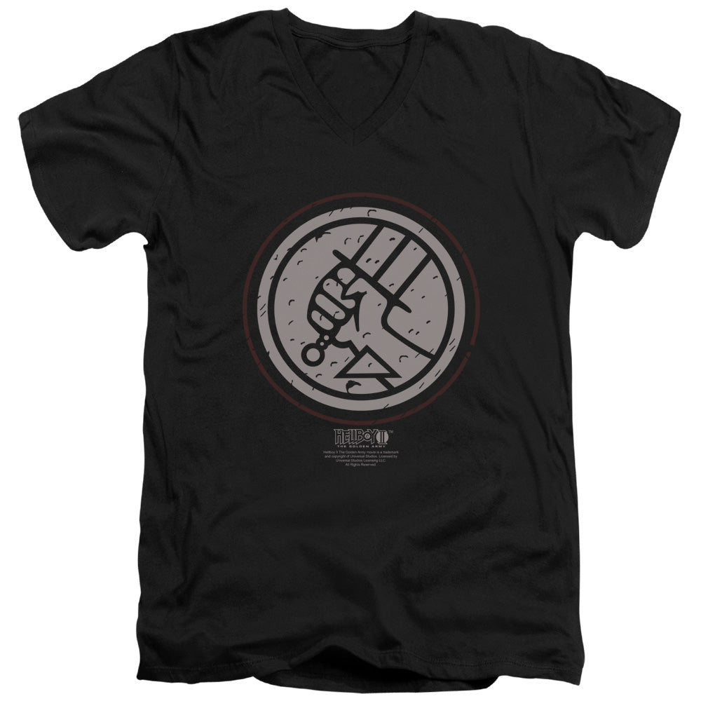 Hellboy II Mignola Style Logo Mens Slim Fit V-Neck T Shirt Black