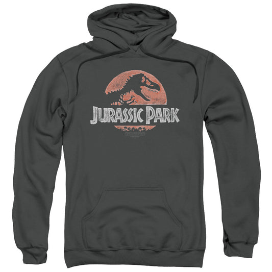 Jurassic Park Faded Logo Mens Hoodie Charcoal