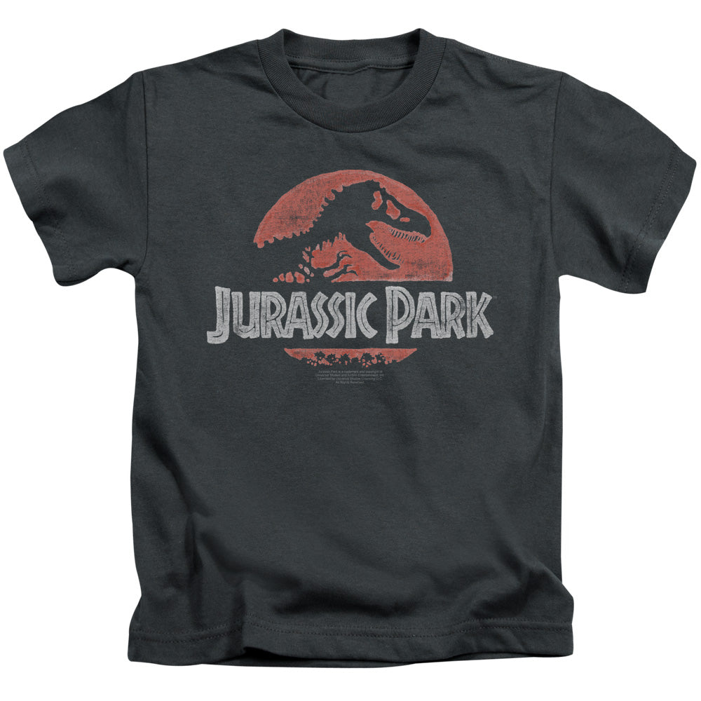 Jurassic Park Faded Logo Juvenile Kids Youth T Shirt Charcoal