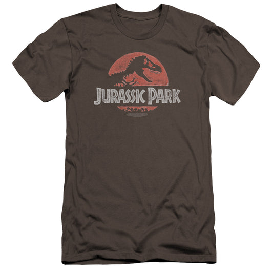 Jurassic Park Faded Logo Premium Bella Canvas Slim Fit Mens T Shirt Charcoal