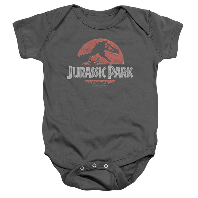 Jurassic Park Faded Logo Infant Baby Snapsuit Charcoal
