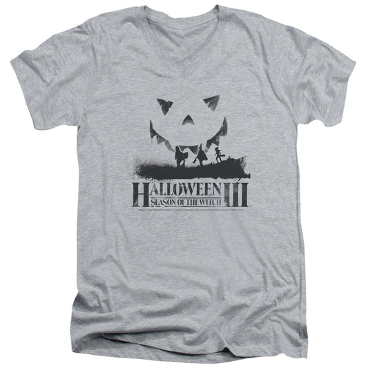 Halloween III Silhouette Mens Slim Fit V-Neck T Shirt Athletic Heather