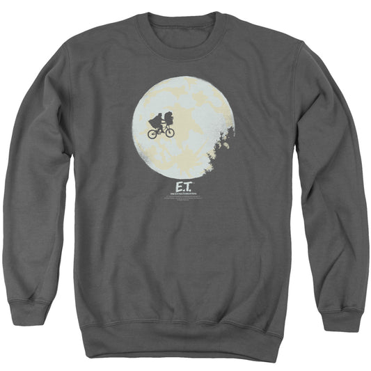 ET the Extra Terrestrial In The Moon Mens Crewneck Sweatshirt Charcoal
