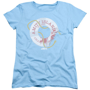 Jaws Life Preserver Womens T Shirt Light Blue