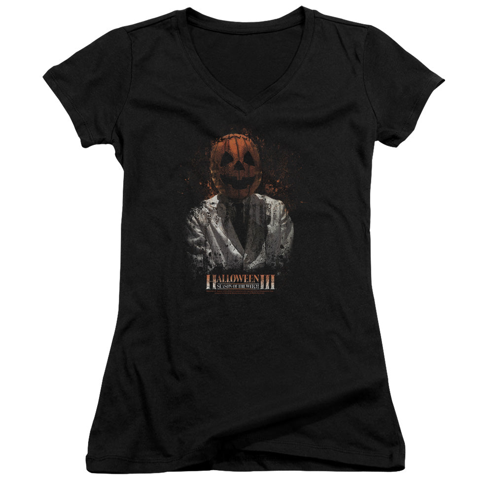 Halloween III H3 Scientist Junior Sheer Cap Sleeve V-Neck Womens T Shirt Black