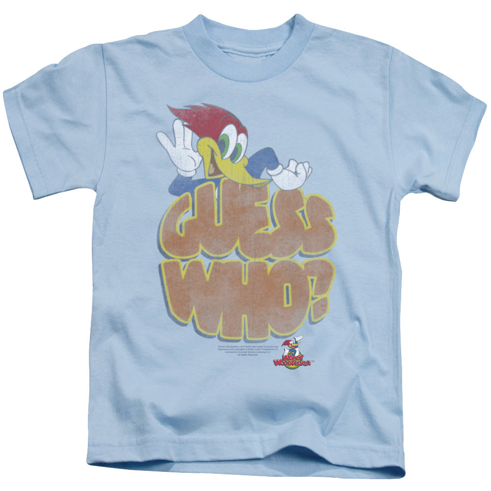 Woody Woodpecker Guess Who Juvenile Kids Youth T Shirt Light Blue