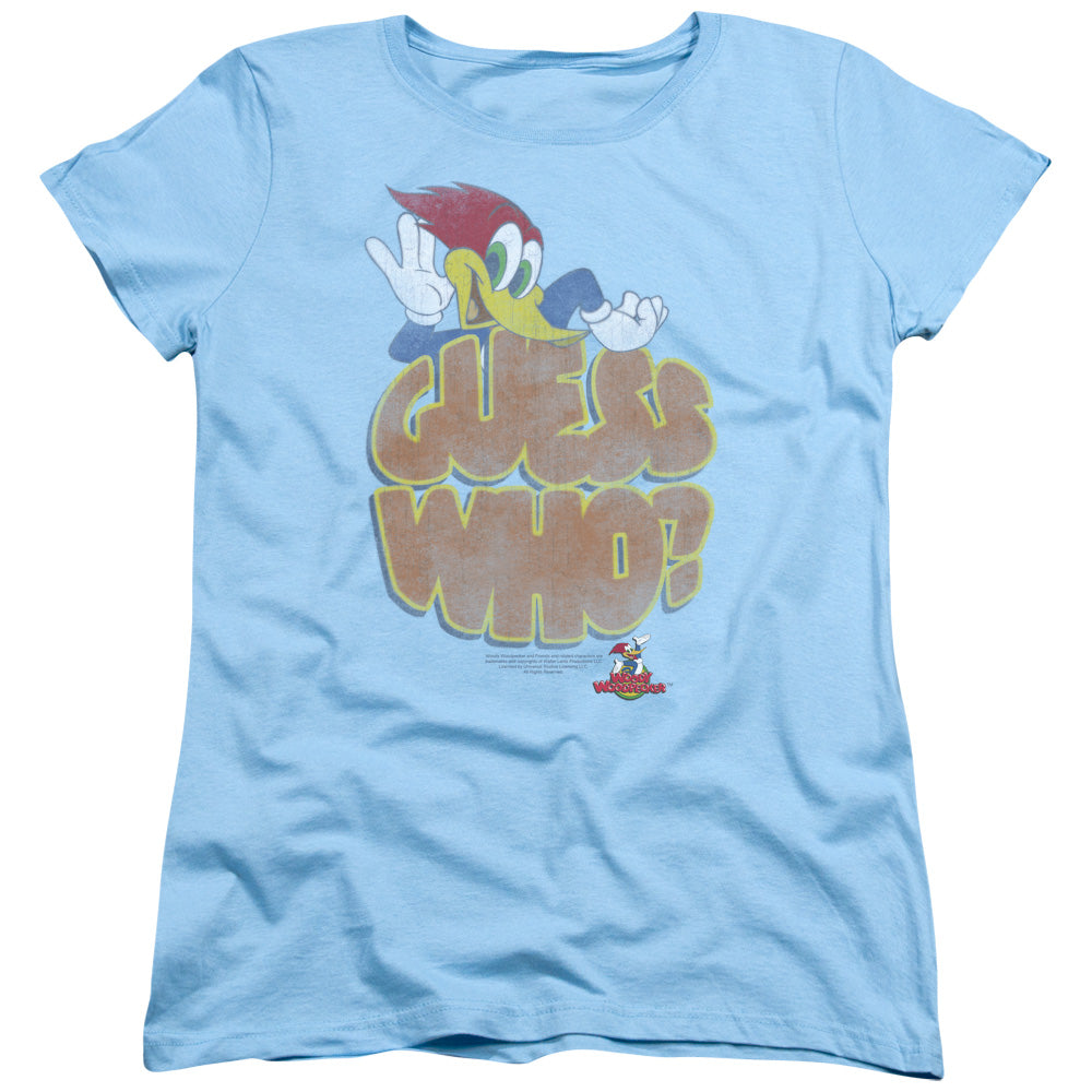 Woody Woodpecker Guess Who Womens T Shirt Light Blue