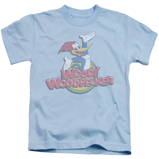 Woody Woodpecker Retro Fade Juvenile Kids Youth T Shirt Light Blue