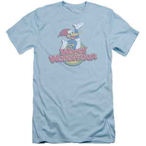 Woody Woodpecker Retro Fade Slim Fit Mens T Shirt Light Blue