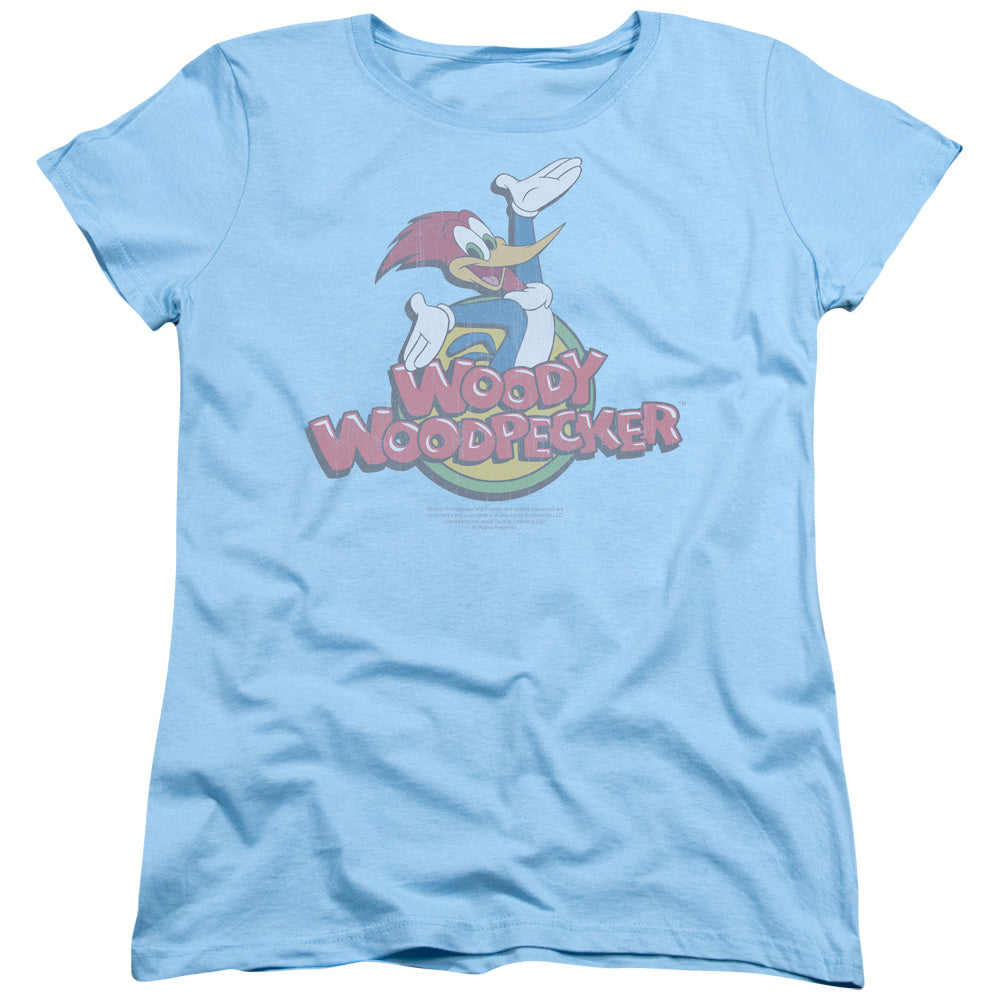 Woody Woodpecker Retro Fade Womens T Shirt Light Blue